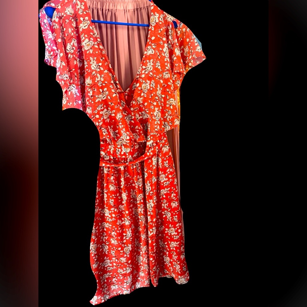 Forever 21 Floral Red Wrap Dress